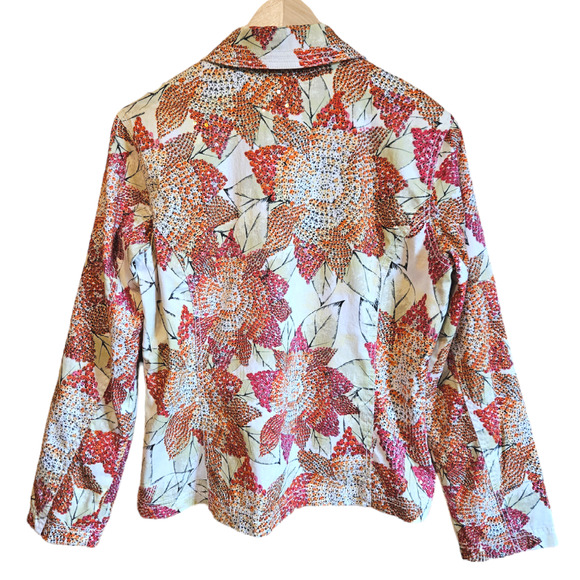 Chico's Floral Sequin Embellished Jacket Multicolor Women's Size 1 (Medium/8) - Picture 8 of 10